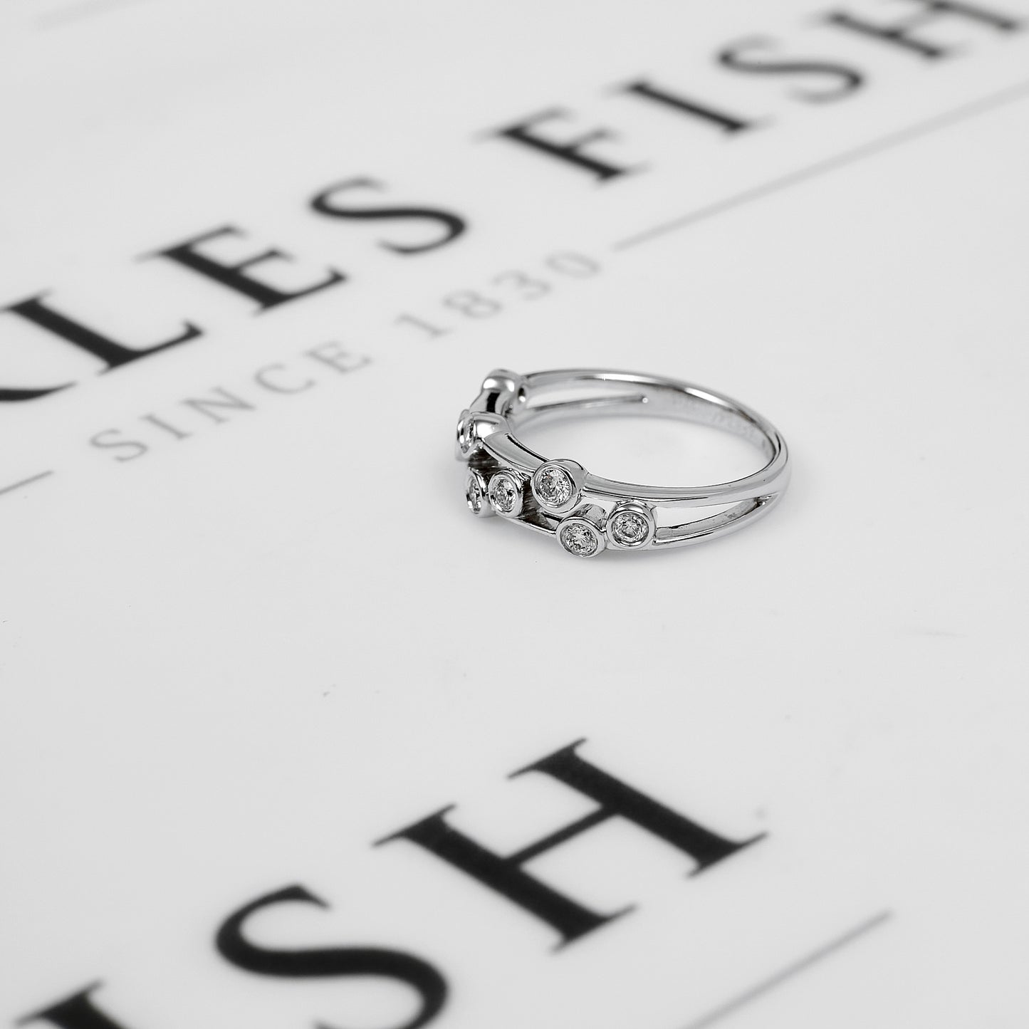 Pre-Owned 18ct White Gold 9 Rubover Set Diamond Ring