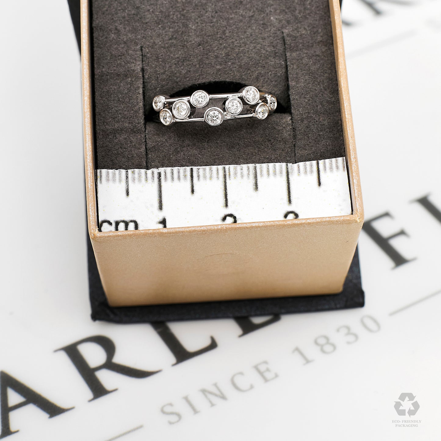 Pre-Owned 18ct White Gold 9 Rubover Set Diamond Ring