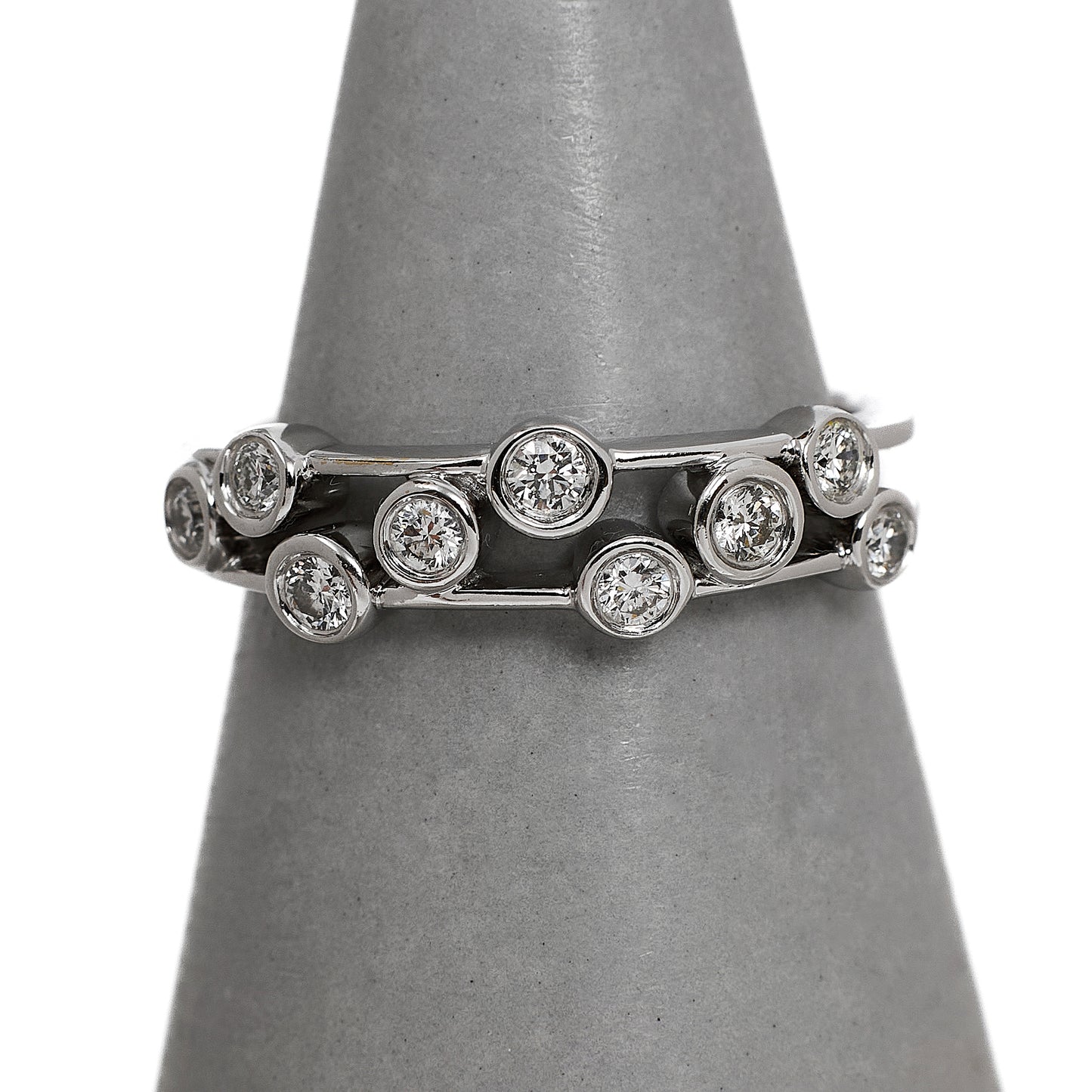 Pre-Owned 18ct White Gold 9 Rubover Set Diamond Ring