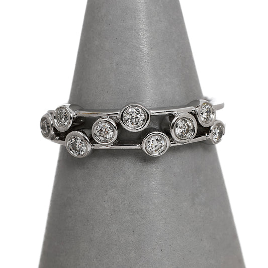 Pre-Owned 18ct White Gold 9 Rubover Set Diamond Ring