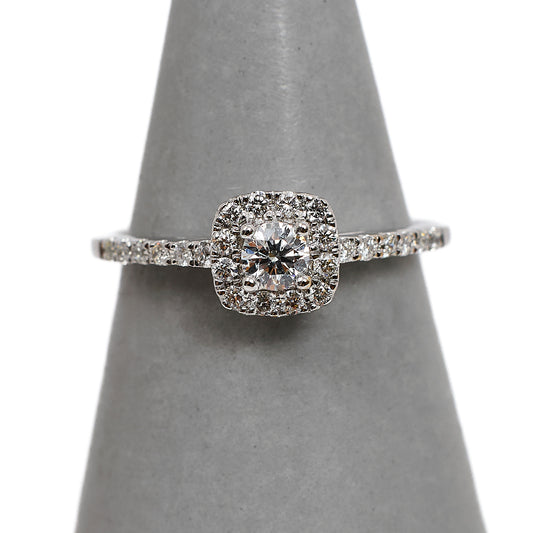 Pre-Owned 18ct White Gold Square Diamond Cluster Ring Size M
