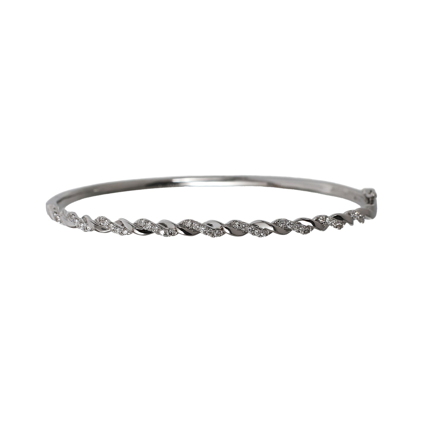 Pre-Owned 18ct White Gold Diamond Set Twist Hinged Bangle