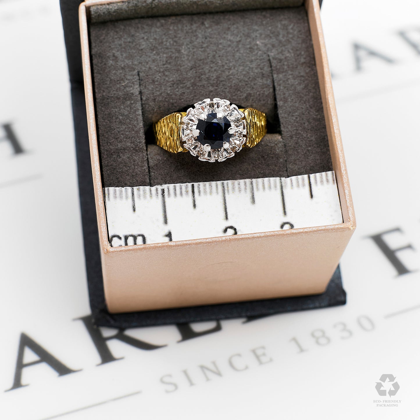 Pre-Owned 18ct Gold Sapphire & Diamond Cluster Ring Size N.5