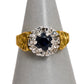 Pre-Owned 18ct Gold Sapphire & Diamond Cluster Ring Size N.5