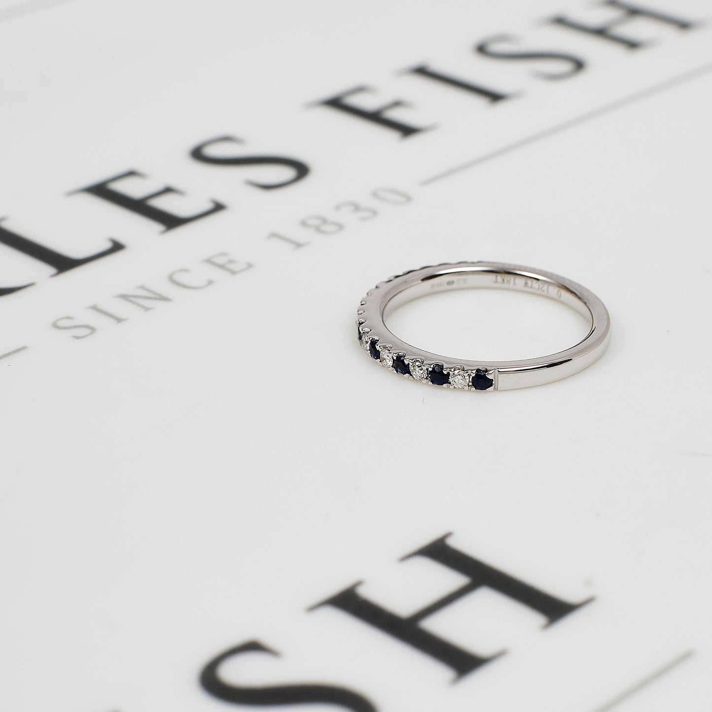 Pre-Owned 18ct White Gold Sapphire & Diamond Ring Size N