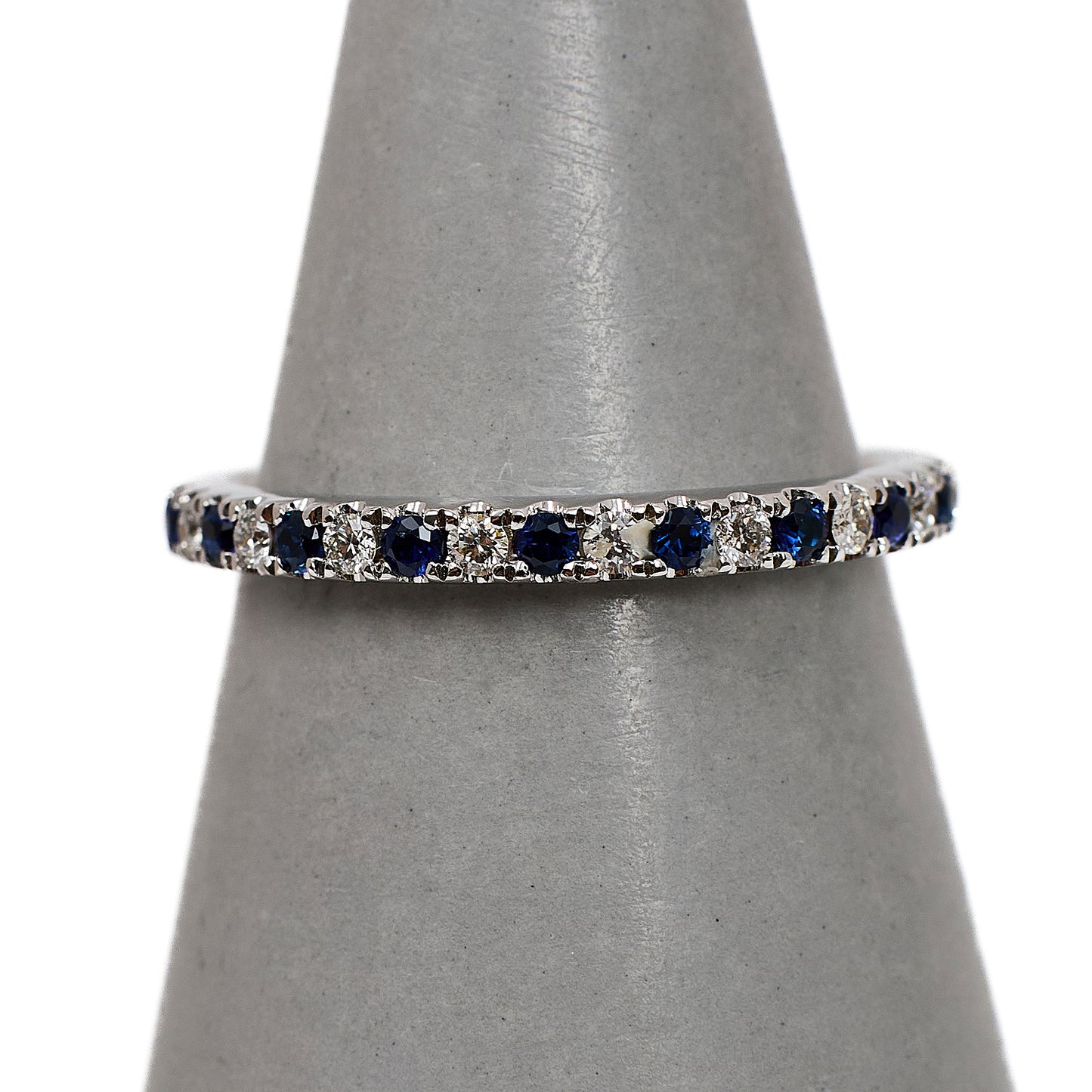 Pre-Owned 18ct White Gold Sapphire & Diamond Ring Size N