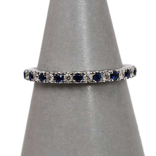 Pre-Owned 18ct White Gold Sapphire & Diamond Ring Size N