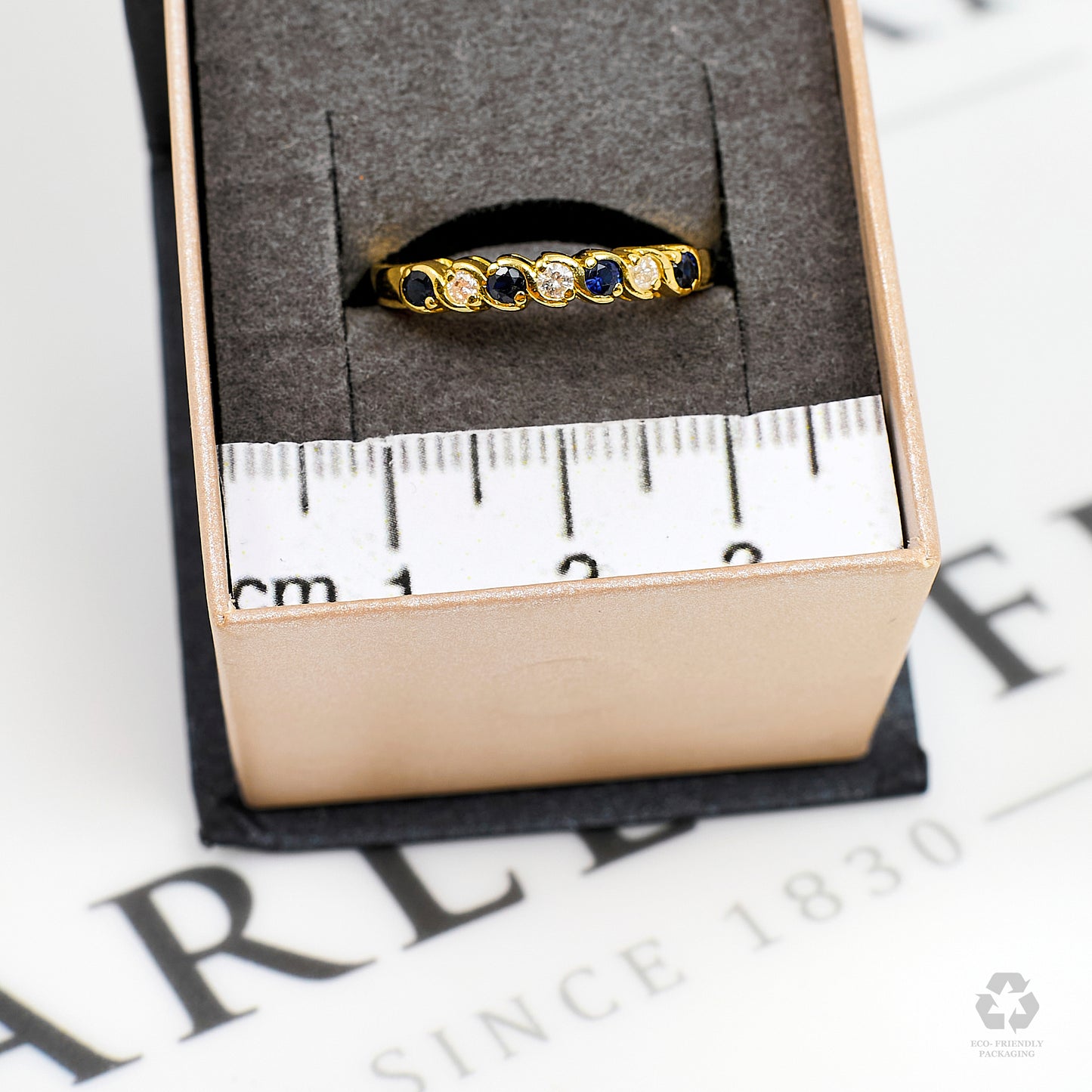 Pre-Owned 18ct Gold Diamond & Sapphire Dress Ring Size M