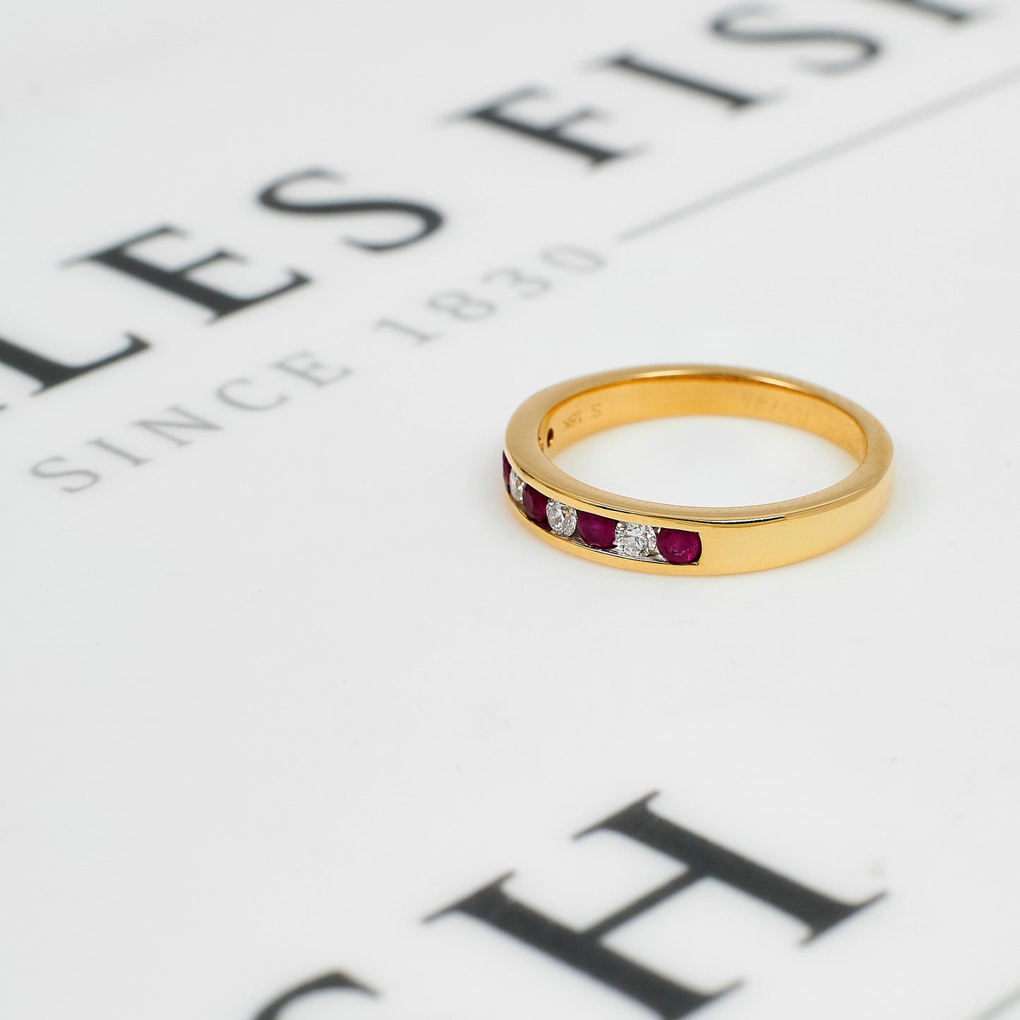 Pre-Owned 18ct Gold Diamond & Glass Filled Ruby Ring Size M