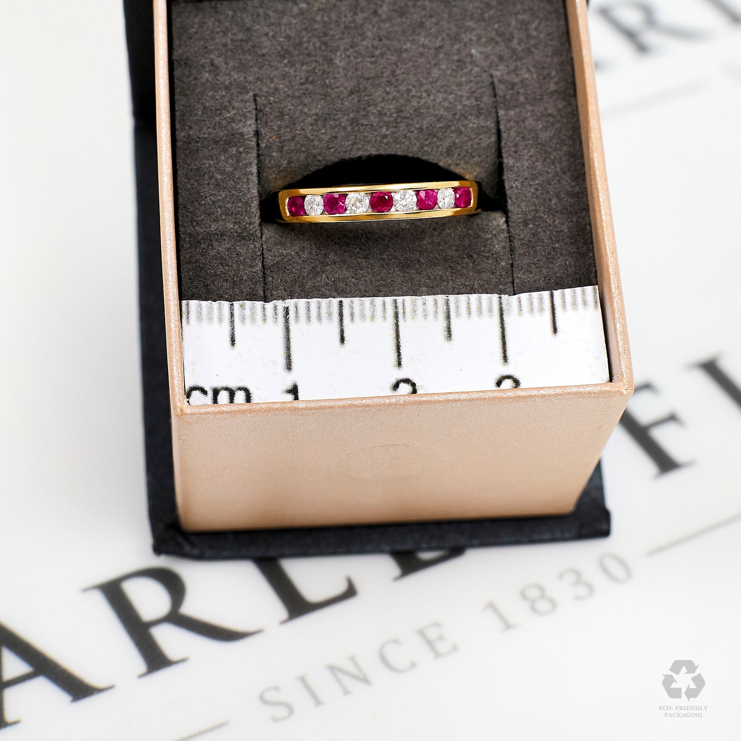Pre-Owned 18ct Gold Diamond & Glass Filled Ruby Ring Size M