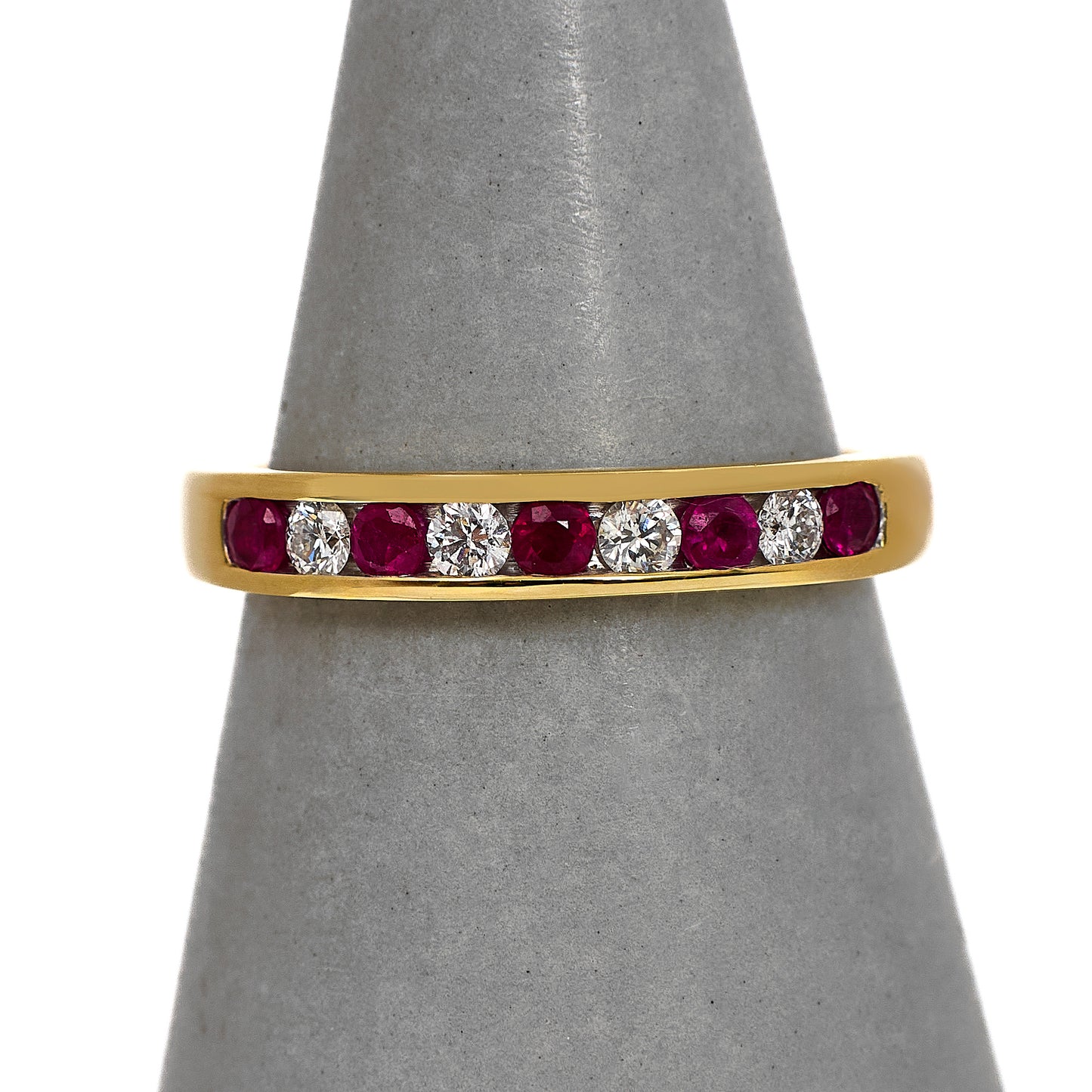Pre-Owned 18ct Gold Diamond & Glass Filled Ruby Ring Size M