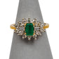 Pre-Owned 18ct Gold Rectangle Emerald & Diamond Cluster Ring