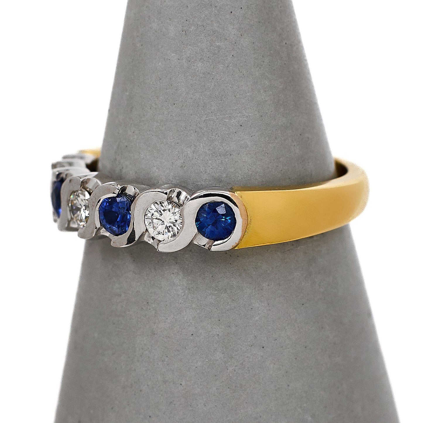 Pre-Owned 18ct Gold Diamond & Sapphire Ring Size P