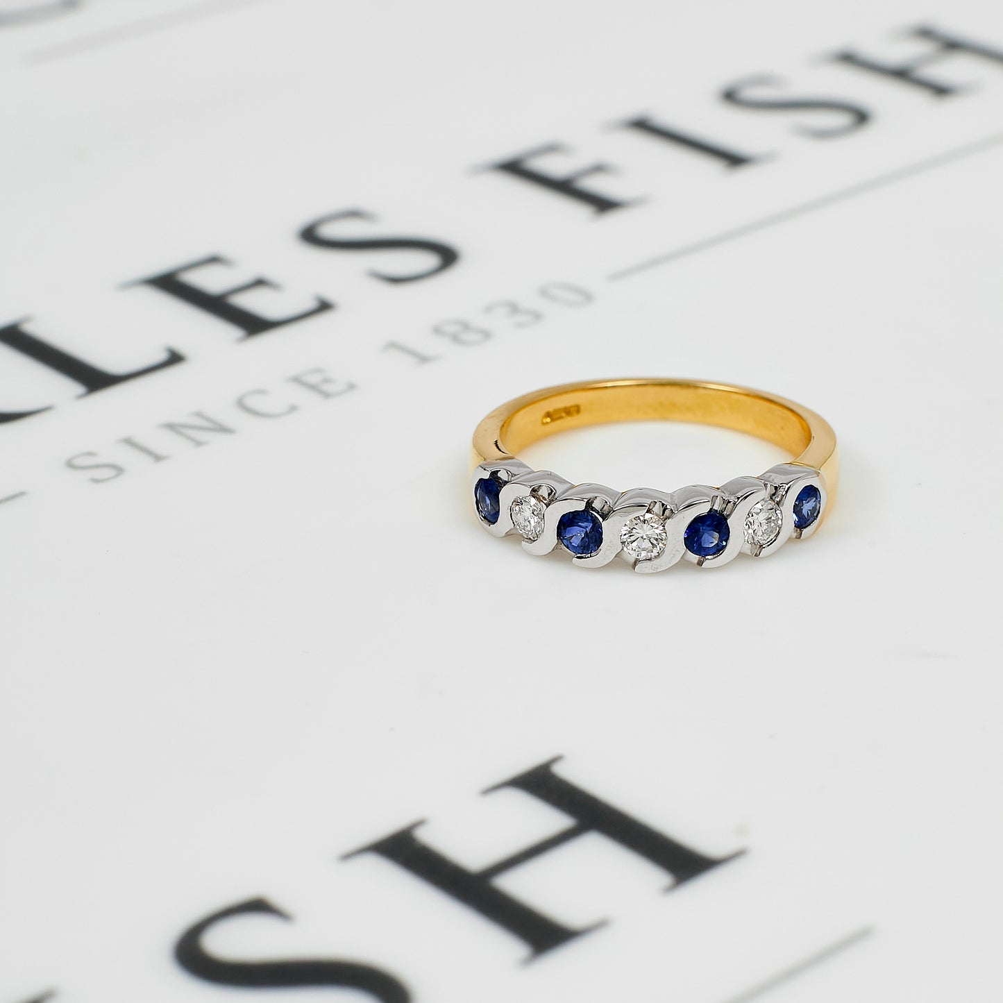 Pre-Owned 18ct Gold Diamond & Sapphire Ring Size P