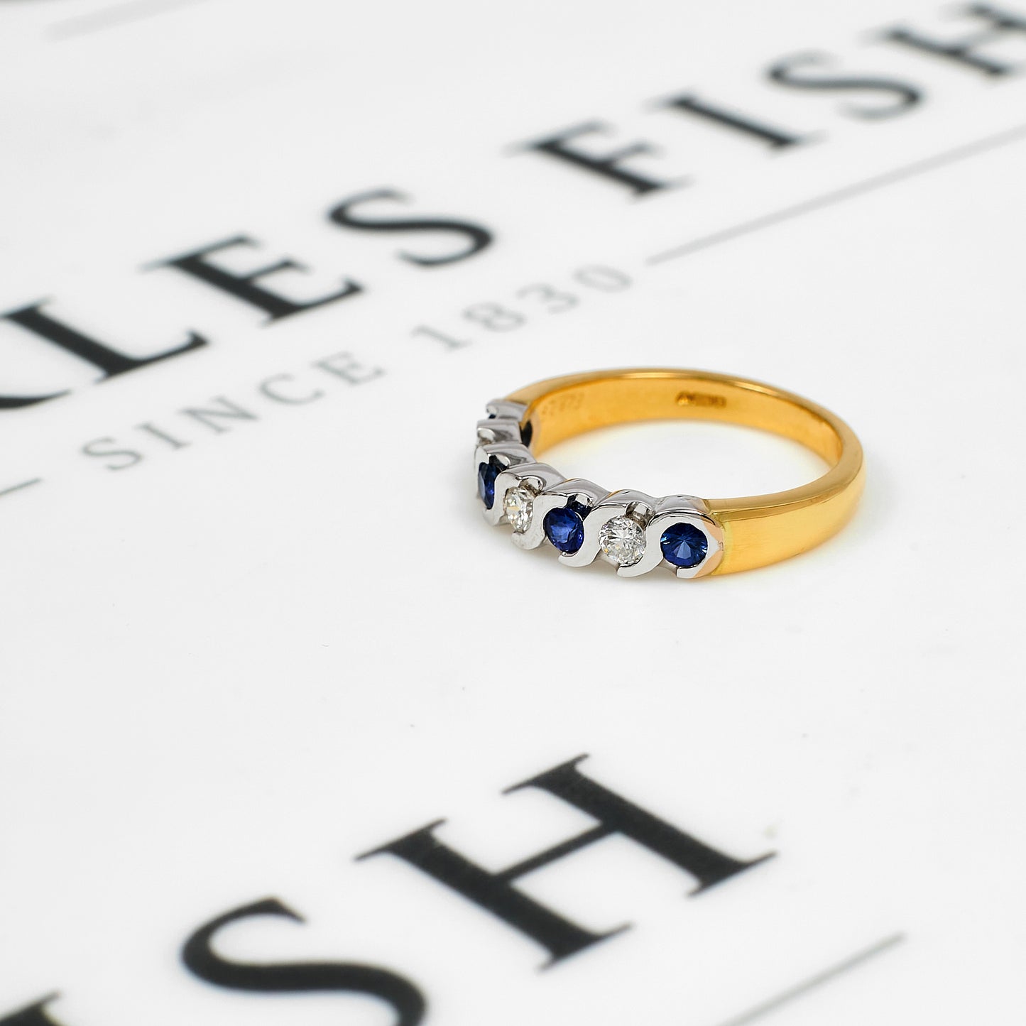 Pre-Owned 18ct Gold Diamond & Sapphire Ring Size P
