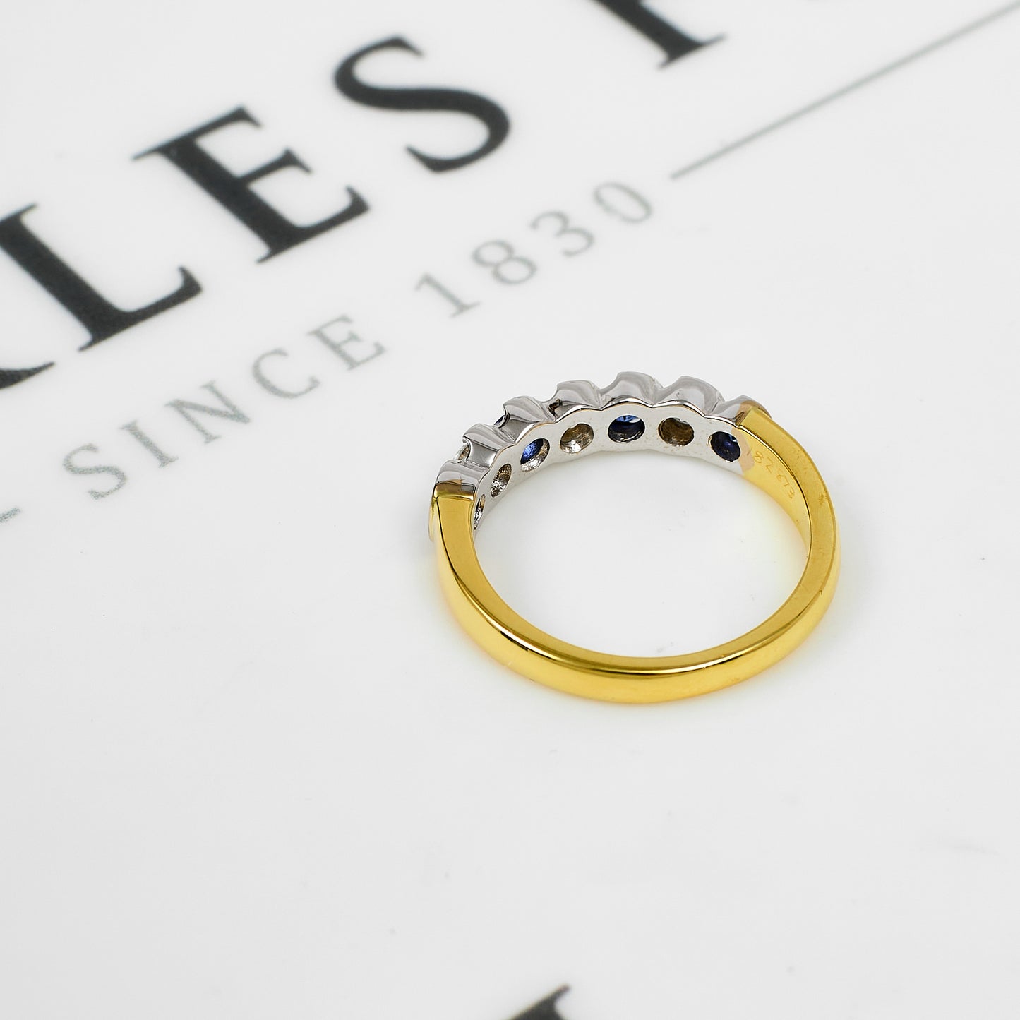 Pre-Owned 18ct Gold Diamond & Sapphire Ring Size P