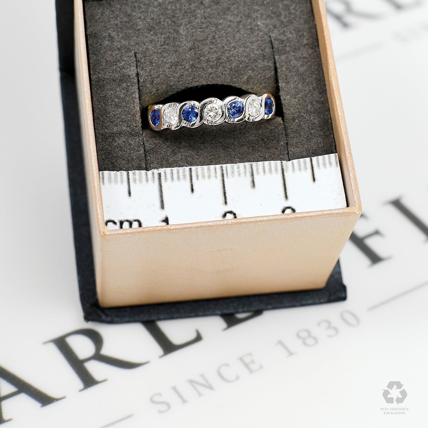 Pre-Owned 18ct Gold Diamond & Sapphire Ring Size P