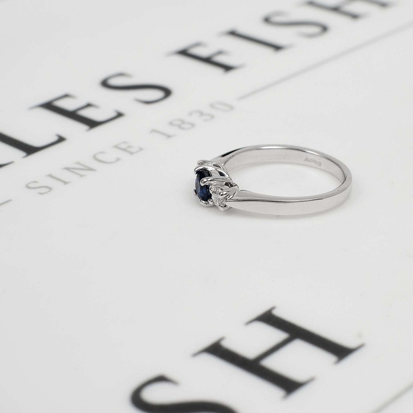Pre-Owned 18ct White Gold Sapphire & Diamond Ring Size K
