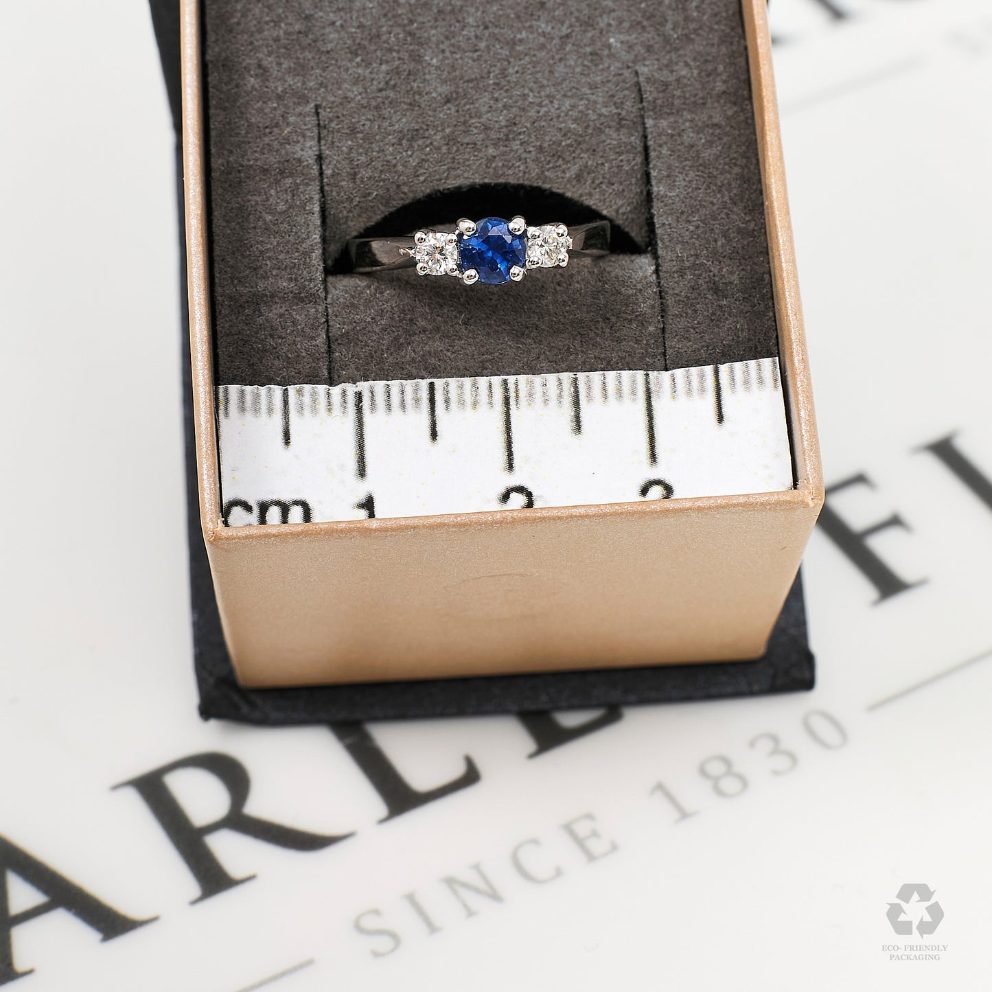 Pre-Owned 18ct White Gold Sapphire & Diamond Ring Size K
