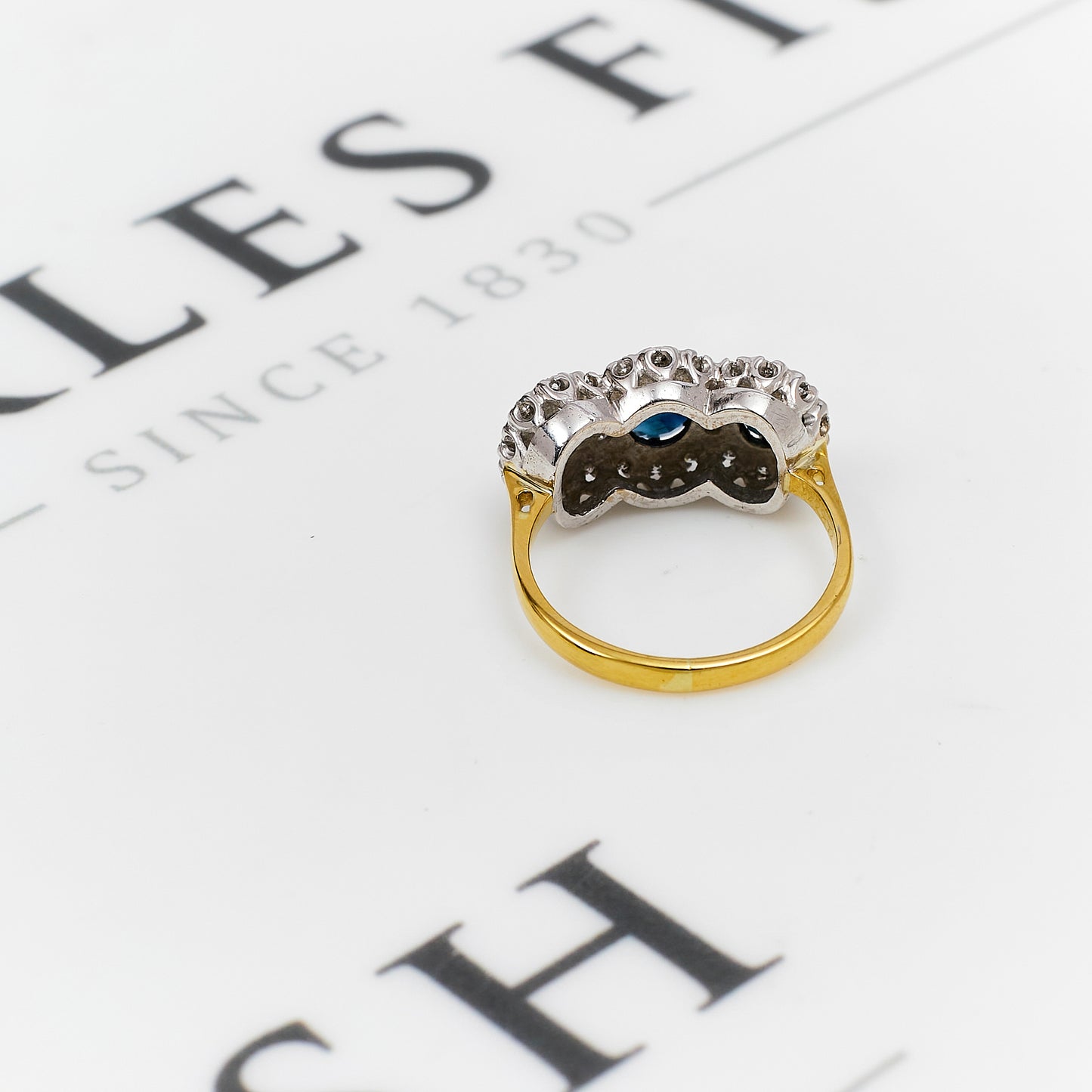 Pre-Owned 18ct Gold 3 Sapphire & Diamond Cluster Ring Size K