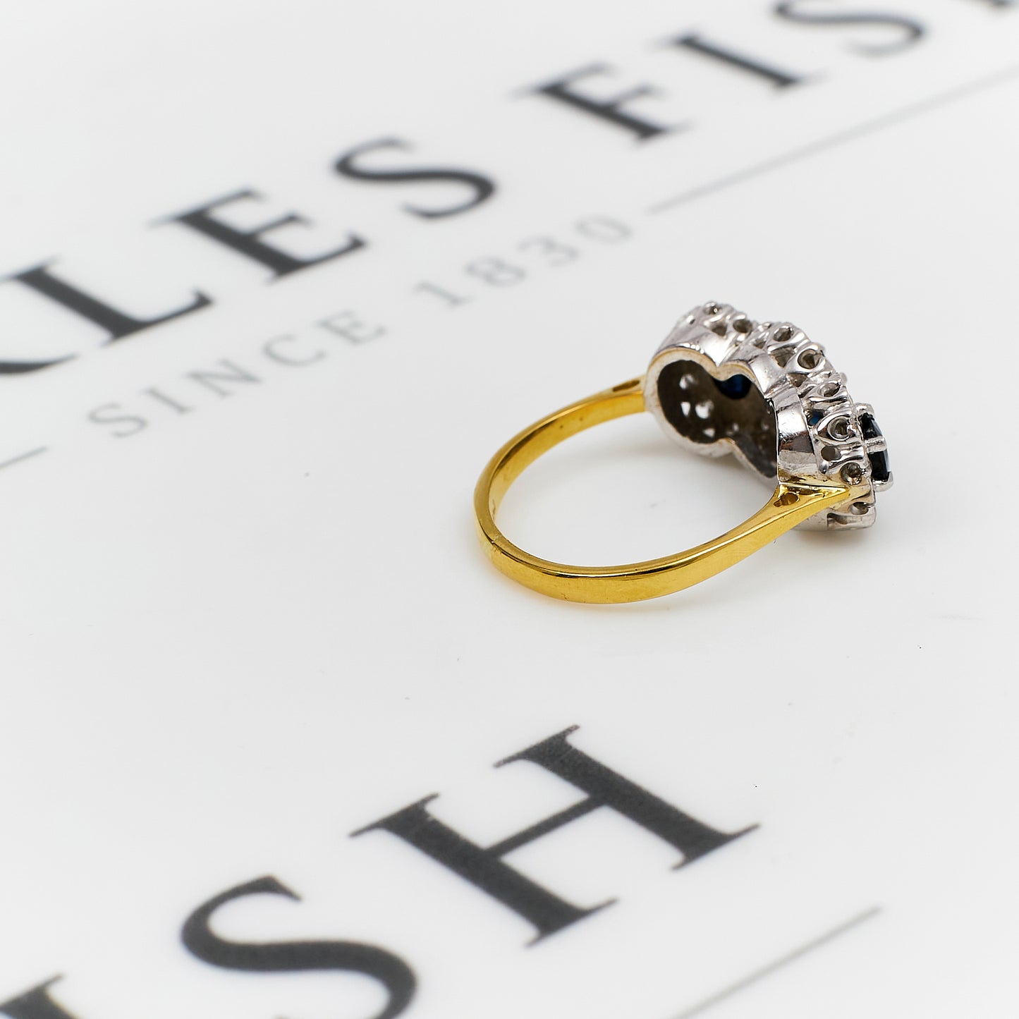Pre-Owned 18ct Gold 3 Sapphire & Diamond Cluster Ring Size K