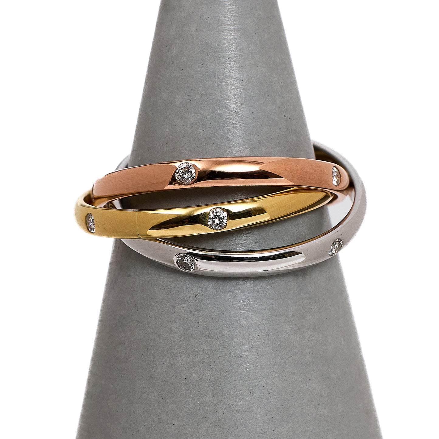 Pre-Owned 18ct Gold Diamond Russian Wedding Ring Size M
