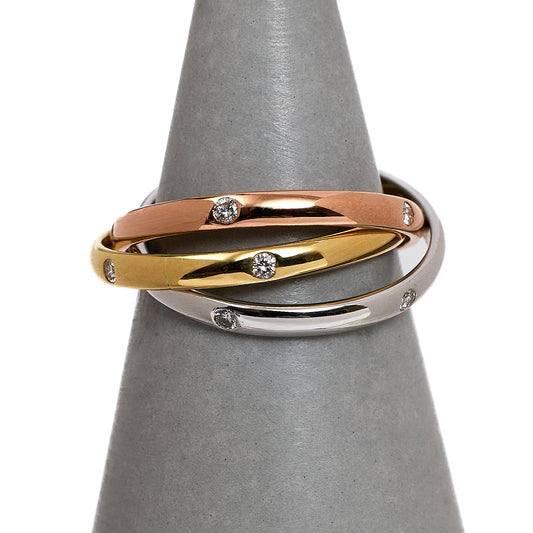 Pre-Owned 18ct Gold Diamond Russian Wedding Ring Size M