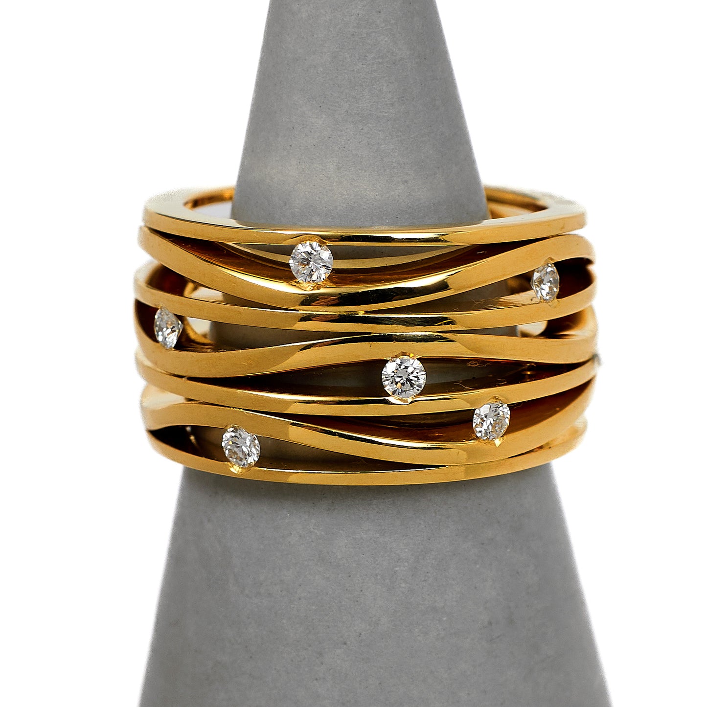 Pre-Owned 18ct Gold Diamond OMEGA Ladymatic Ring Size H