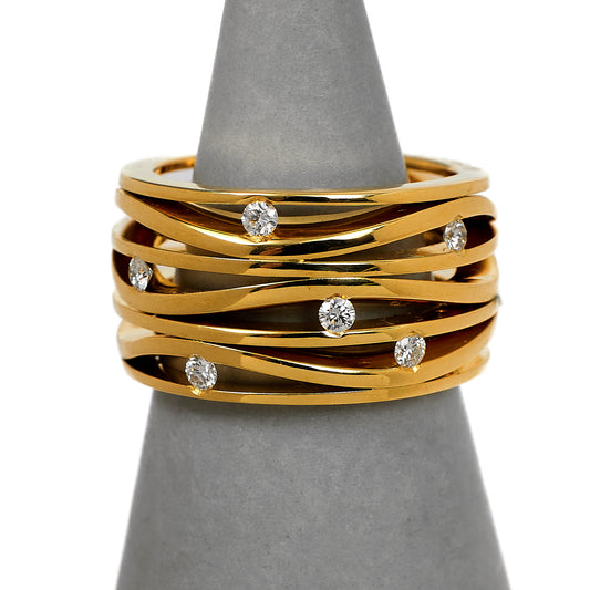 Pre-Owned 18ct Gold Diamond OMEGA Ladymatic Ring Size H