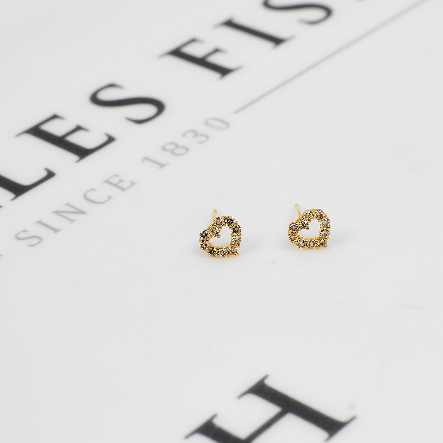 Pre-Owned 14ct Gold Diamond Openwork Heart Earrings