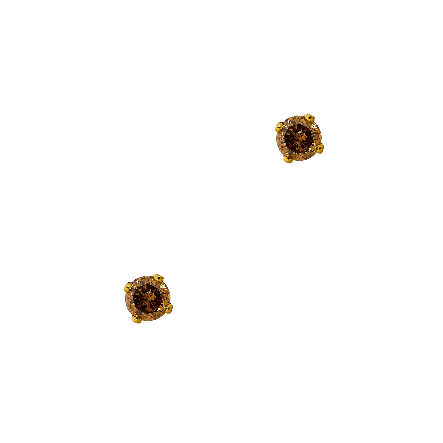 Pre-Owned 14ct Gold Brown Diamond Stud Earrings