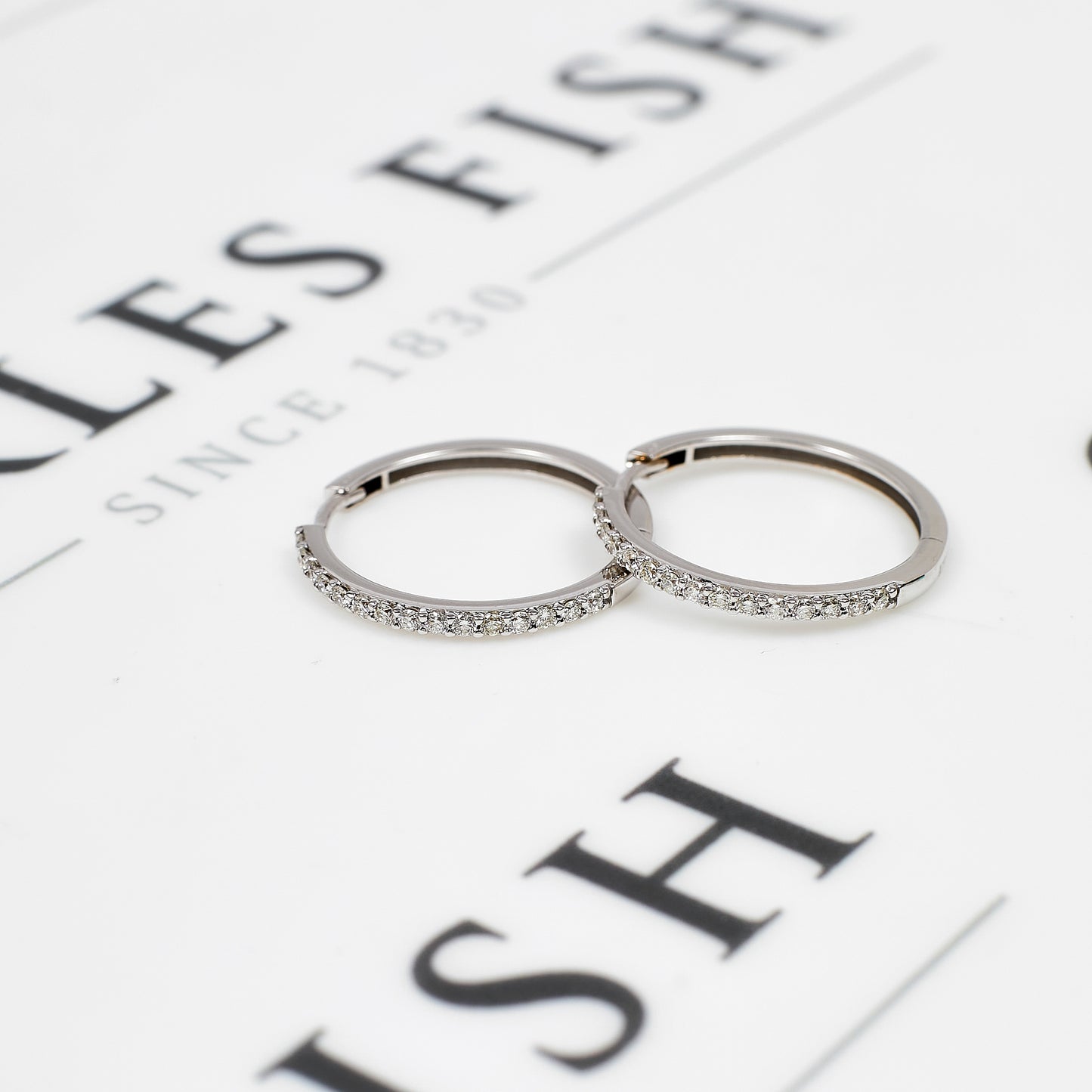 Pre-Owned 18ct White Gold Diamond Hinged Hoop Earrings