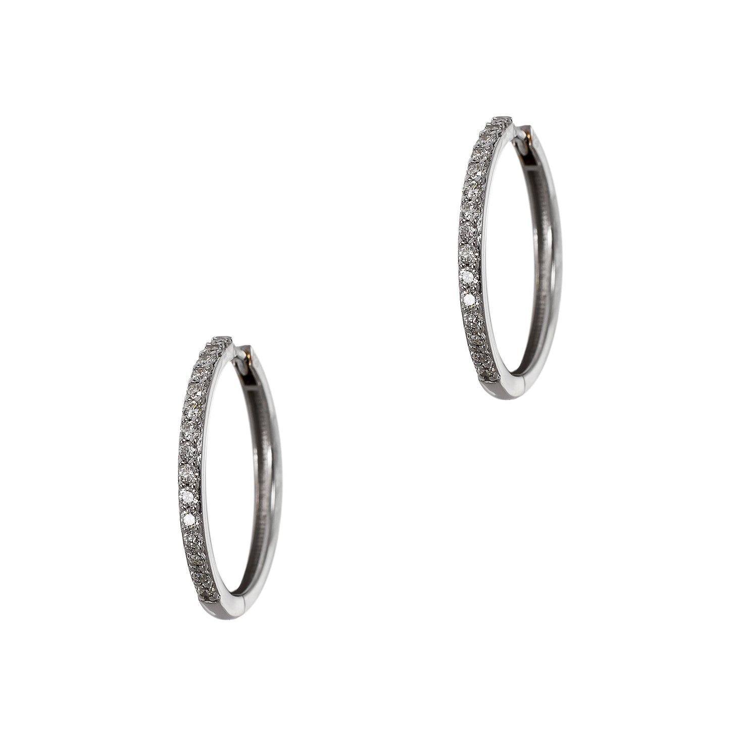 Pre-Owned 18ct White Gold Diamond Hinged Hoop Earrings