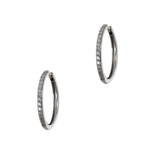 Pre-Owned 18ct White Gold Diamond Hinged Hoop Earrings