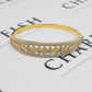 Pre-Owned 14ct Gold 2 Tone CZ Tapering Hinged Bangle
