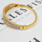 Pre-Owned 14ct Gold 2 Tone CZ Tapering Hinged Bangle