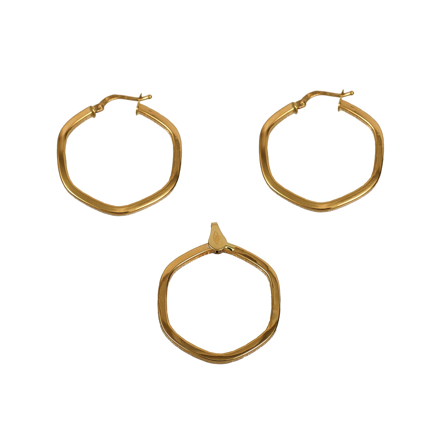 Pre-Owned 18ct Gold Openwork Hexagon Greek Key Jewellery SET