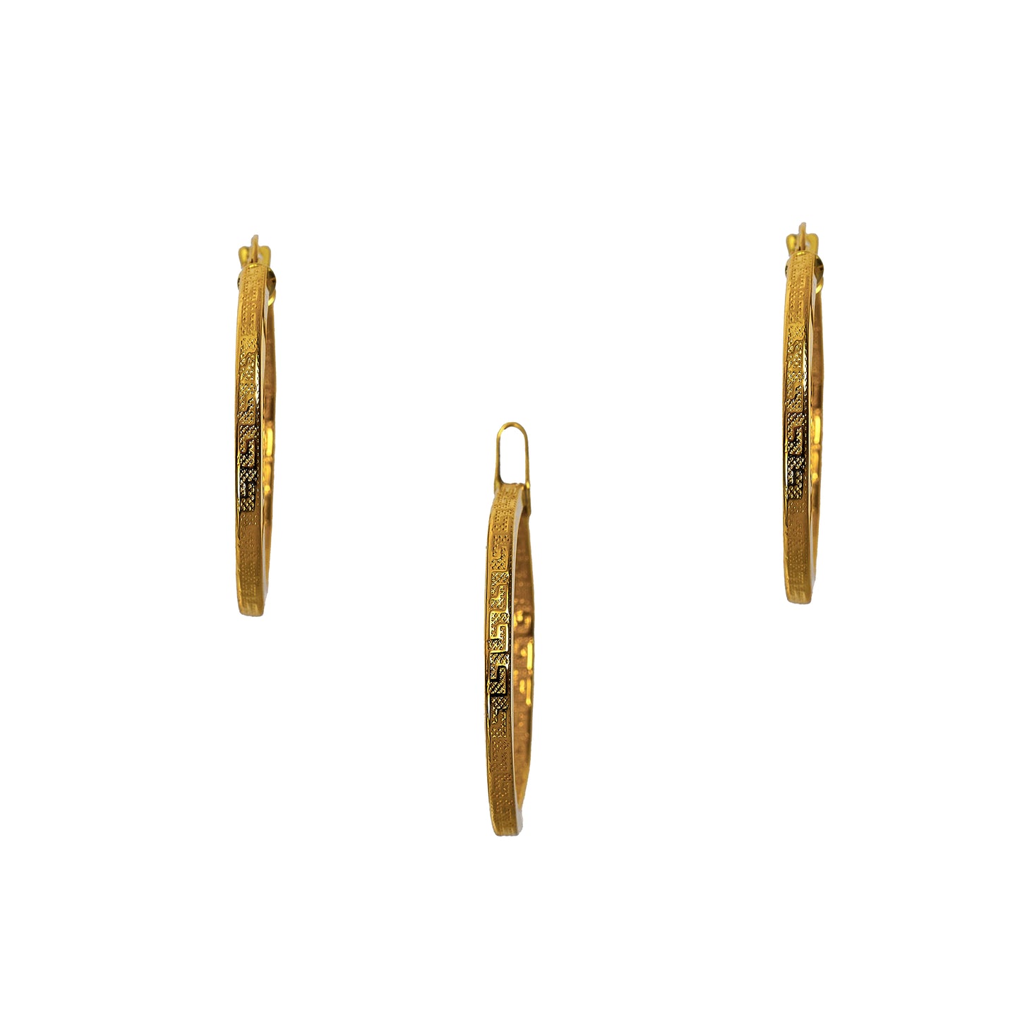 Pre-Owned 18ct Gold Openwork Hexagon Greek Key Jewellery SET