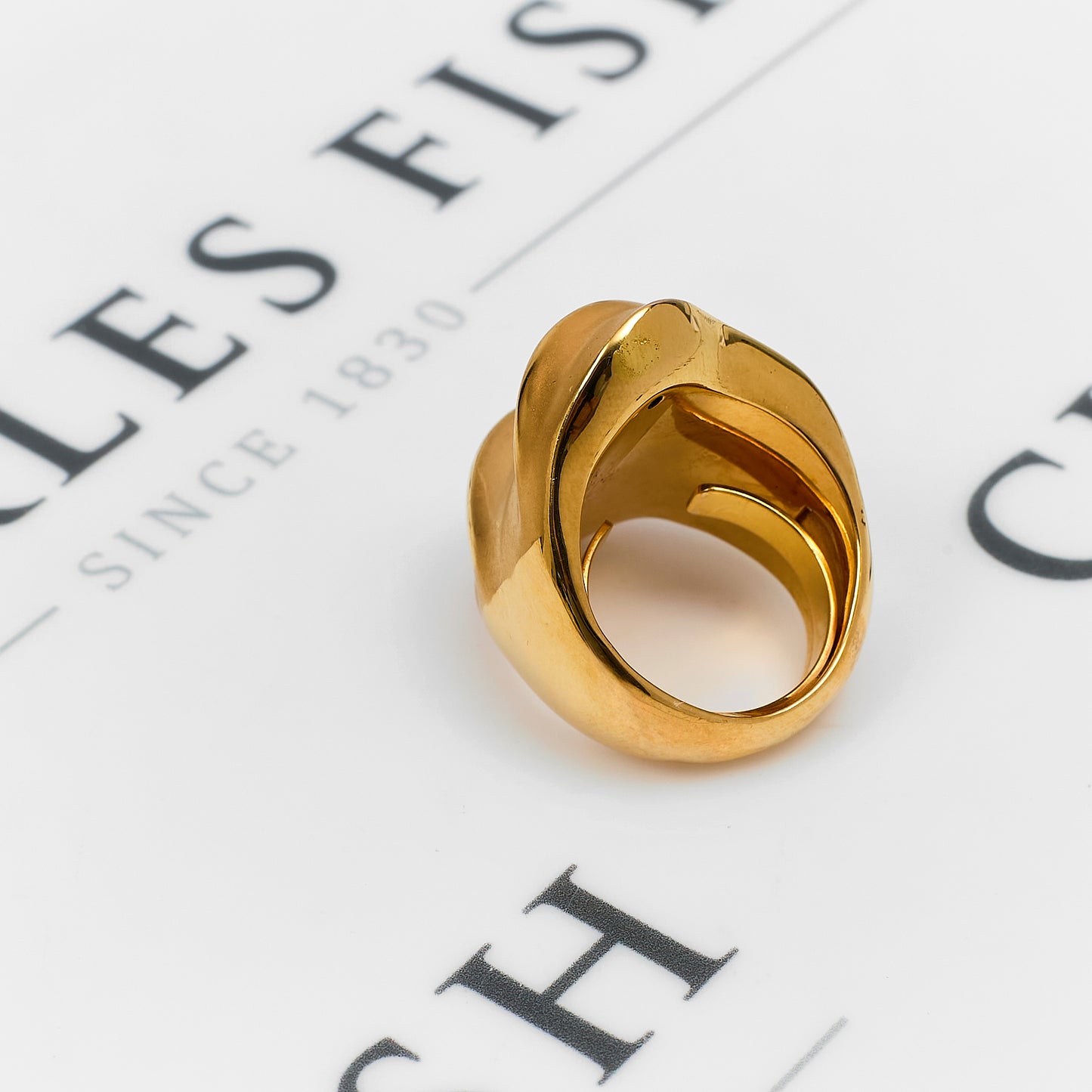 Pre-Owned 18ct Gold Satin Finish Ripple Design Ring Size P