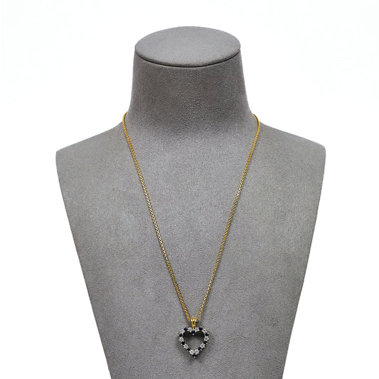 Pre-Owned 18ct Gold Sapphire & Diamond Heart Pendant & Chain