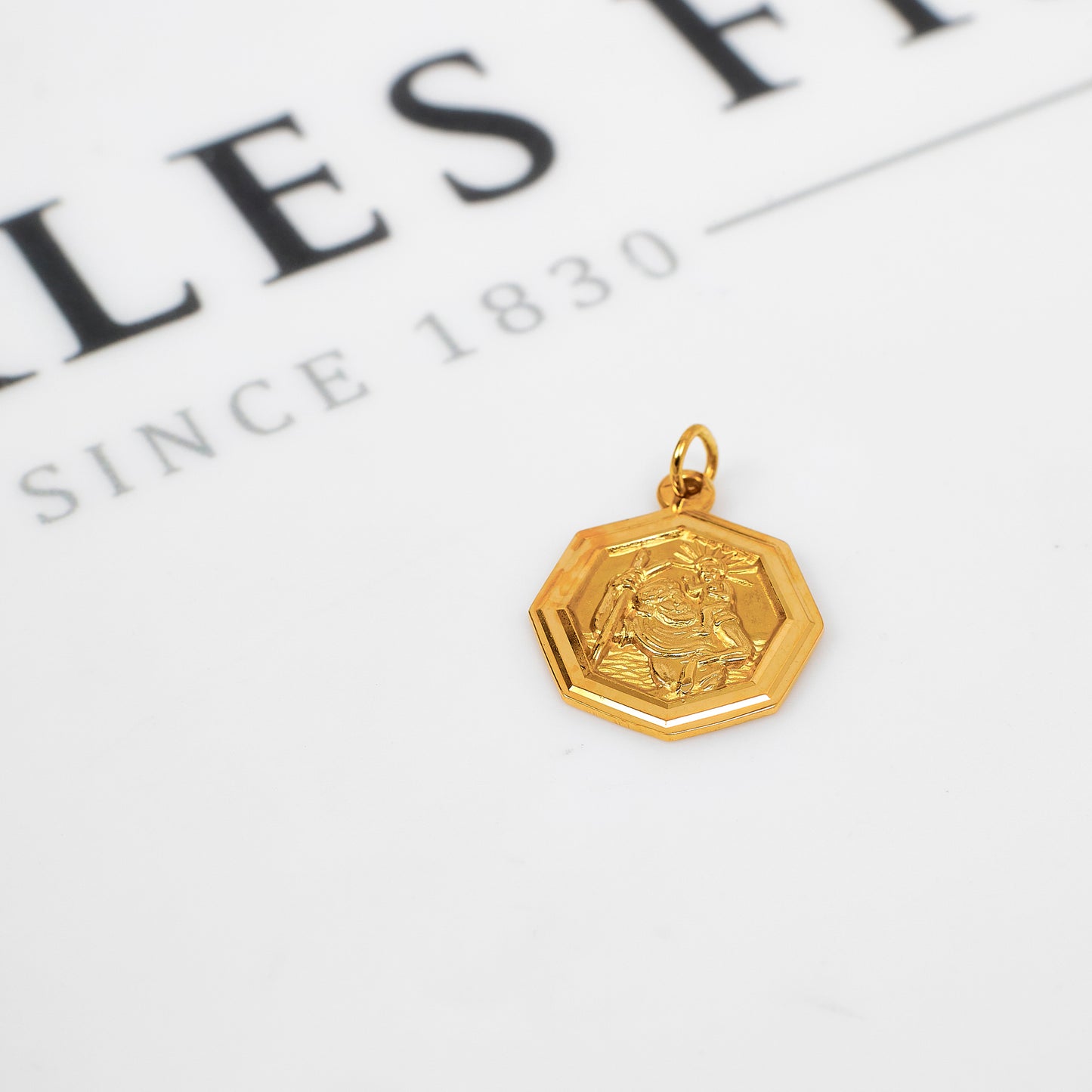 Pre-Owned 9ct Gold Octagon St Christopher Pendant