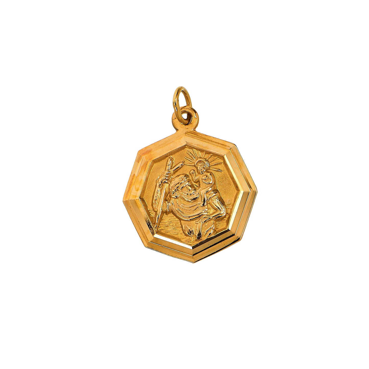 Pre-Owned 9ct Gold Octagon St Christopher Pendant