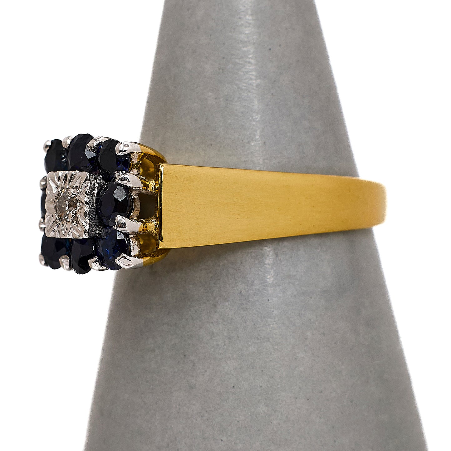 Pre-Owned 18ct Gold Diamond & Sapphire Square Cluster Ring