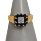 Pre-Owned 18ct Gold Diamond & Sapphire Square Cluster Ring