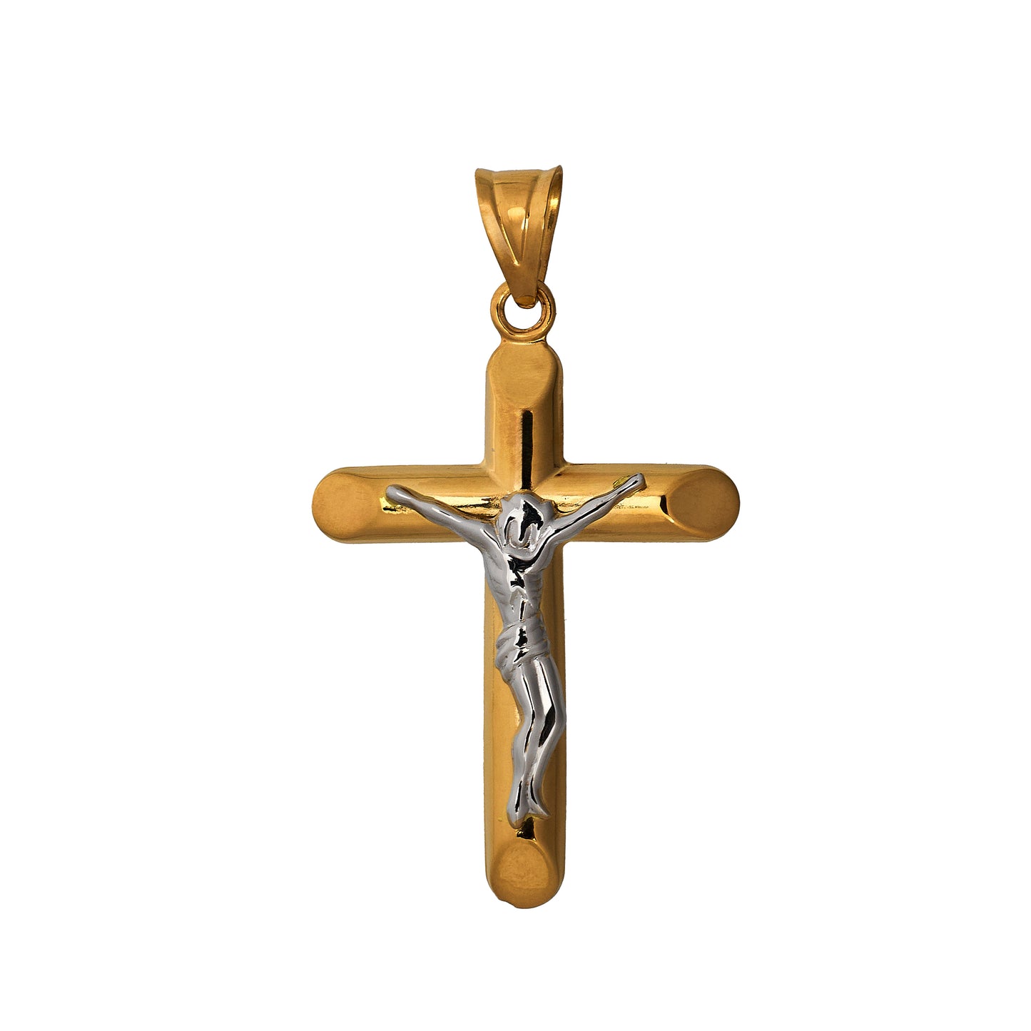 Pre-Owned 18ct Gold 2 Tone Crucifix Pendant