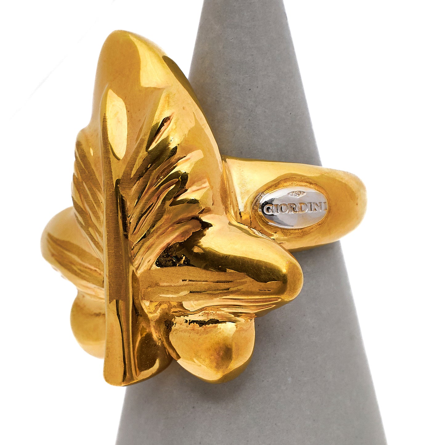 Pre-Owned 18ct Gold Leaf Design Statement Ring Size T
