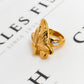 Pre-Owned 18ct Gold Leaf Design Statement Ring Size T