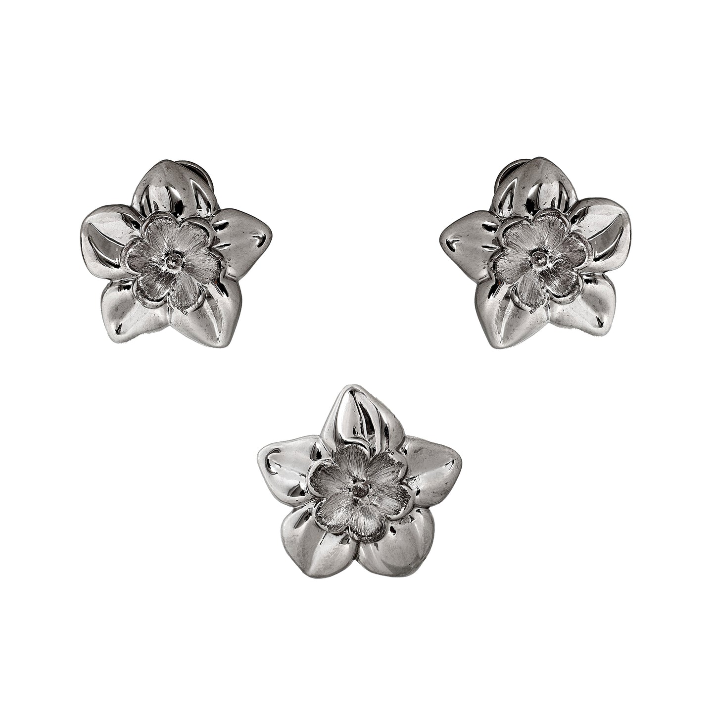 Pre-Owned 18ct White Gold Flower Jewellery SET