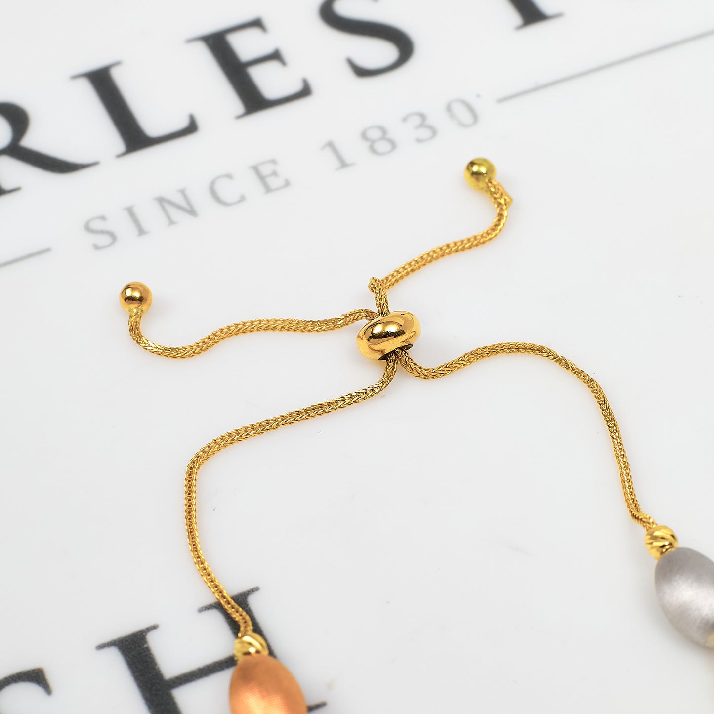 Pre-Owned 18ct Gold Tricolor Bead Pull Through Bracelet