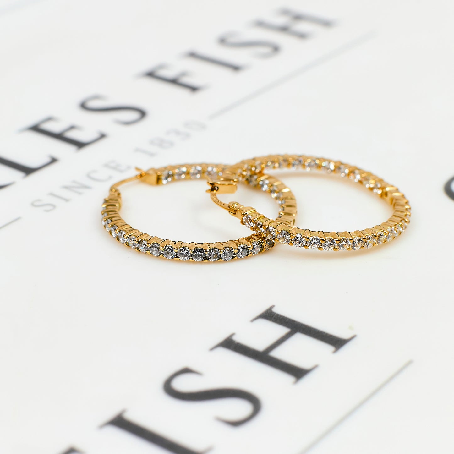 Pre-Owned 14ct Gold CZ Creole Hoop Earrings